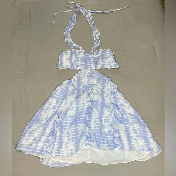 Majorelle Lilliana Mini Dress in Periwinkle Tie Dye Medium Summer Party Boho - Picture 16 of 16